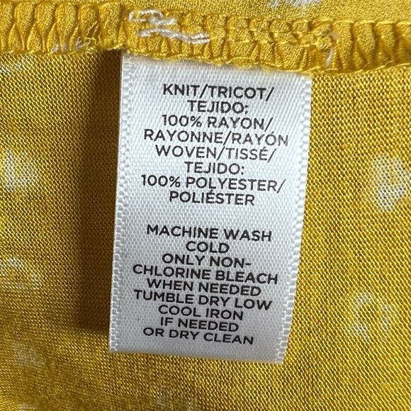 Ann Taylor Loft mustard yellow and white spotted mixed media top size medium - Picture 9 of 9